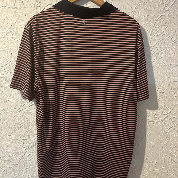 Men's IZOD Golf Polo Shirt Large Black Orange White Stripe Size XL - Picture 4 of 4